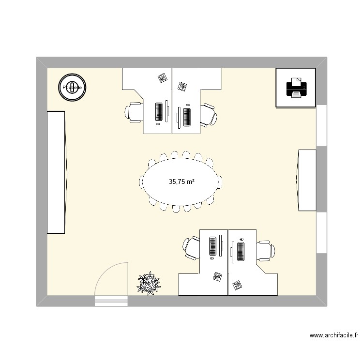 Roissy Plan 3. Plan de 1 pièce et 36 m2