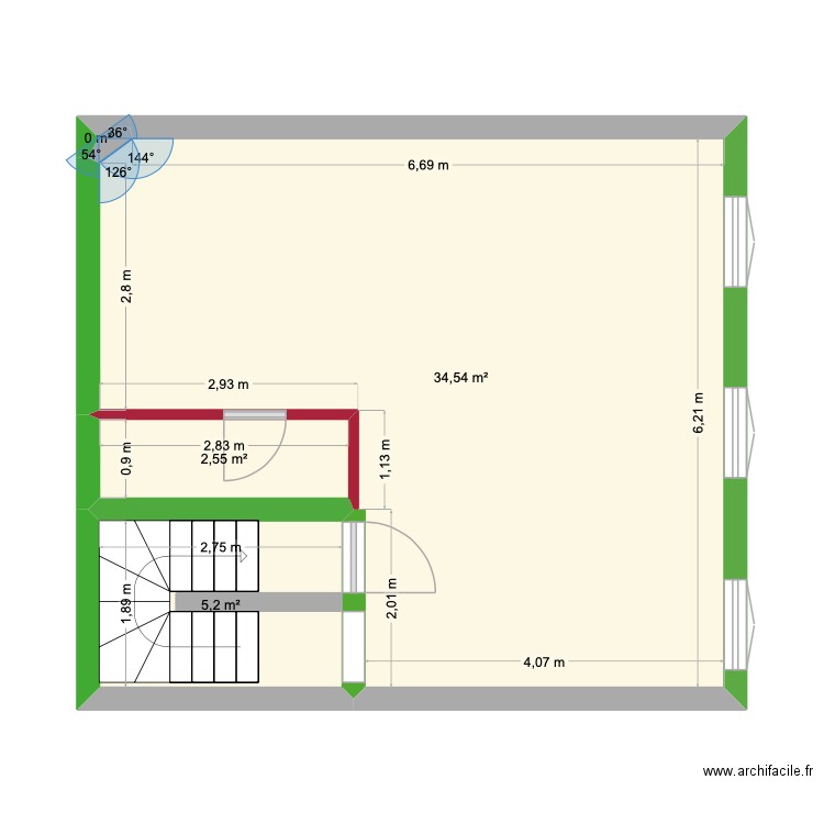Felix RDC Platrerie. Plan de 4 pièces et 42 m2