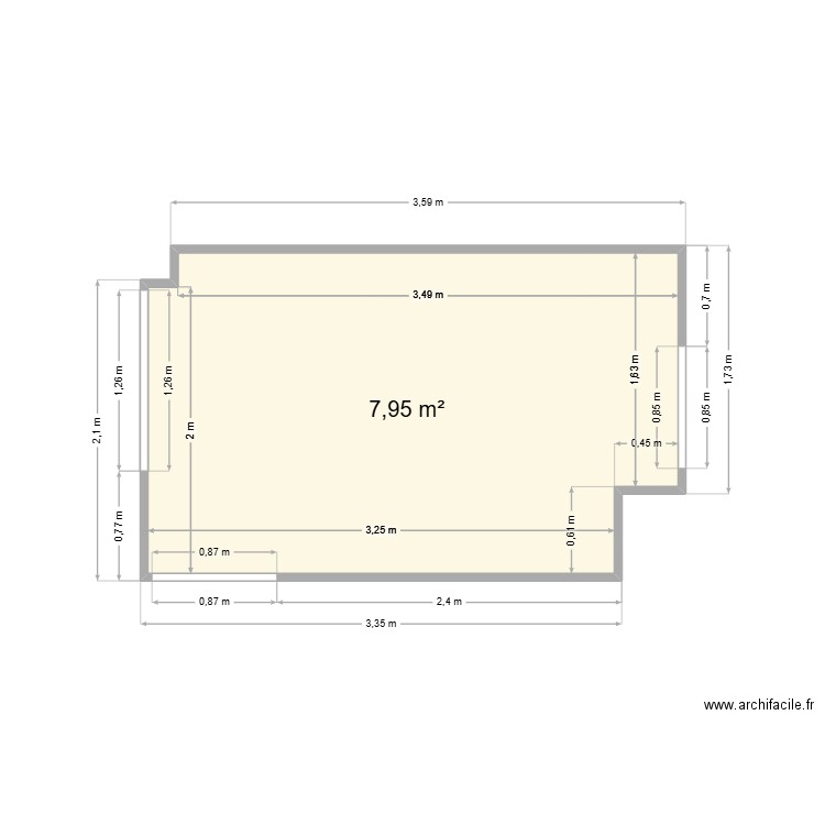 Vallauris Cuisine. Plan de 1 pièce et 8 m2