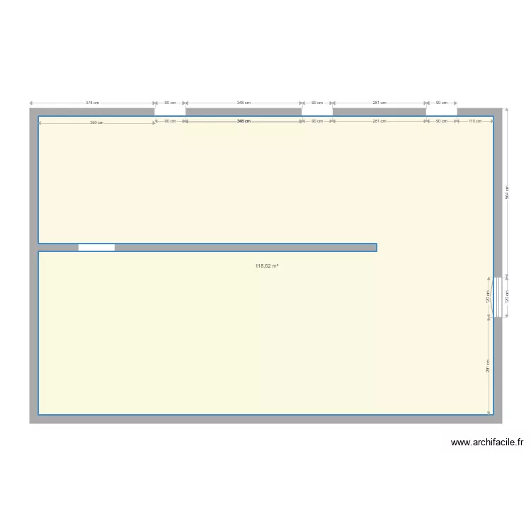 RAMEAUX APRES DEMOLITION. Plan de 1  et 119 m²