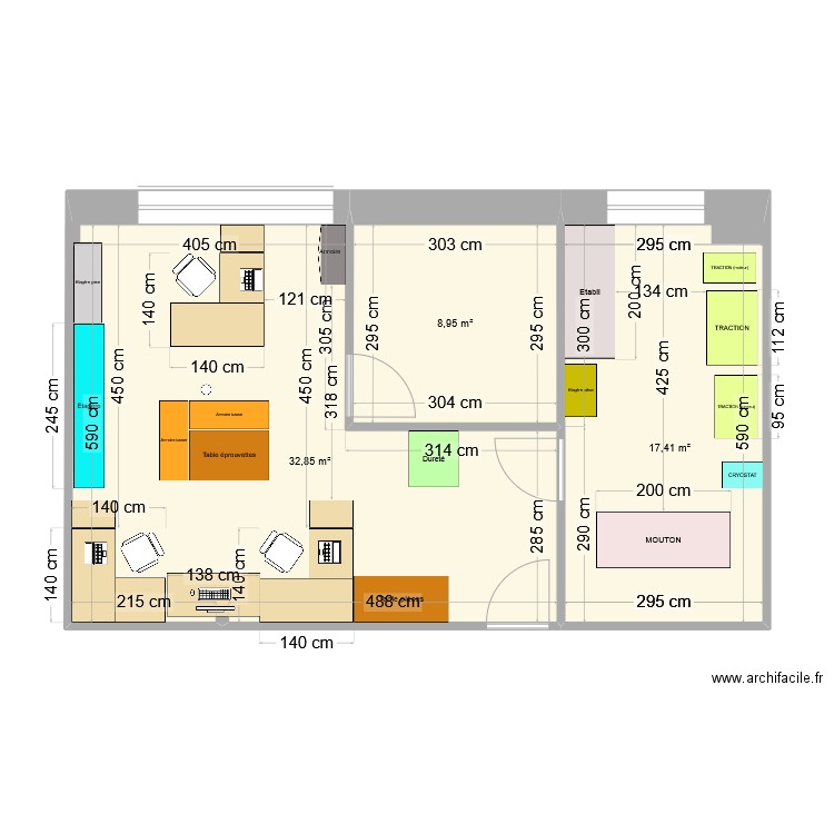 LABO. Plan de 3 pièces et 59 m2