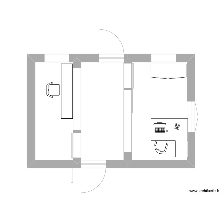 Projet accueil. Plan de 3 pièces et 14 m2