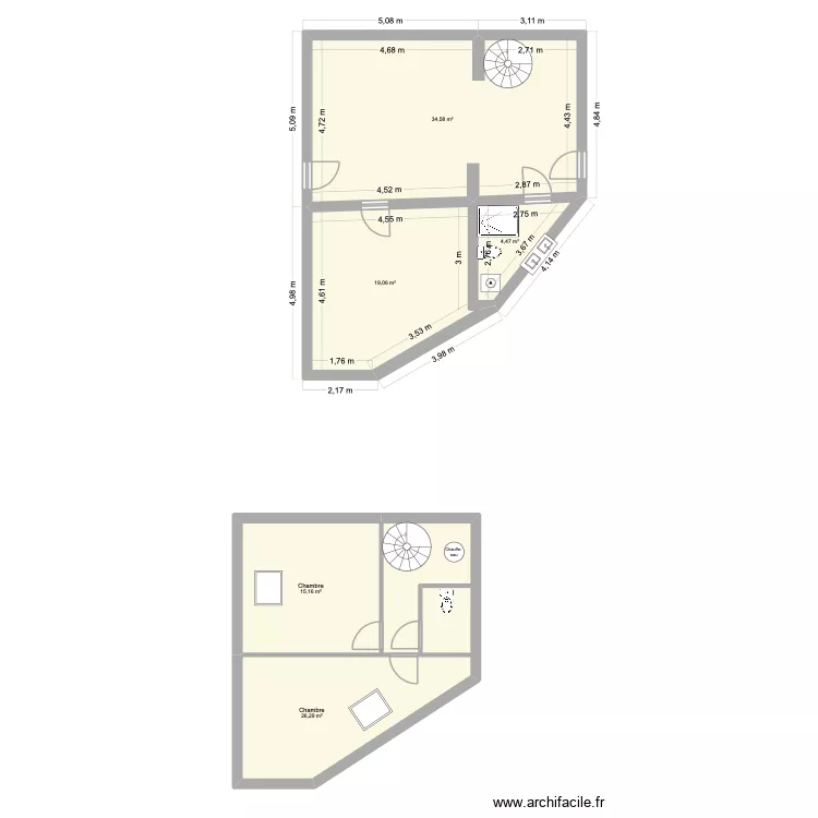 plan. Plan de 5 Pièces et 100 m²