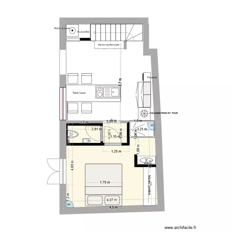 Casa Miro Plan 18-10-26. Plan de 2 Pièces et 18 m² Casa Miro Plan 18-10-26. Plan de 2 Pièces et 18 m²