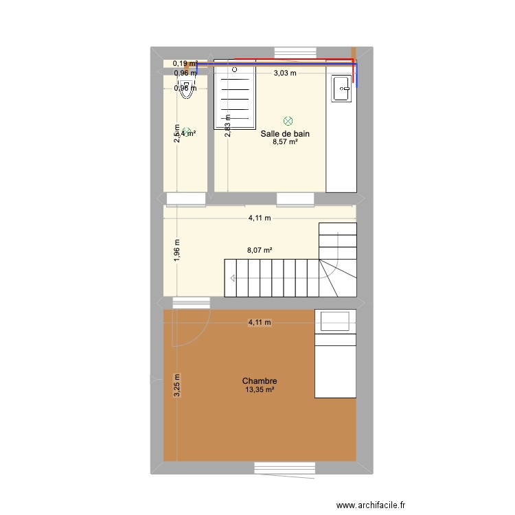 Plan R+1 tourcoing actuel. Plan de 5 pièces et 33 m2