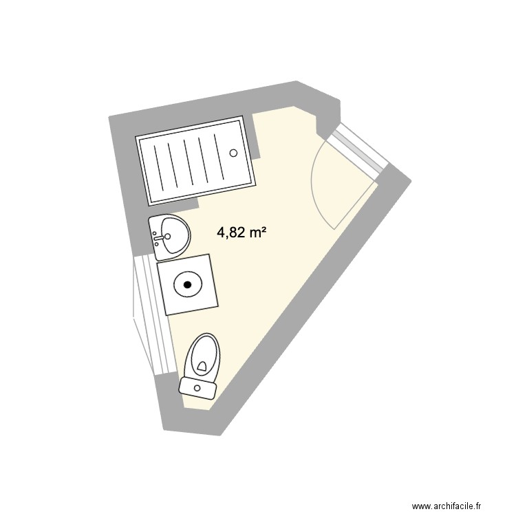 Salle de bain. Plan de 1 pièce et 5 m2