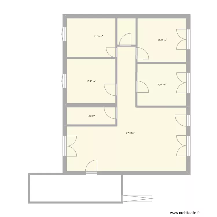Cour de piled. Plan de 6 Pièces et 84 m² Cour de piled. Plan de 6 Pièces et 84 m²