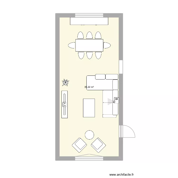 Sejour5. Plan de 1  et 35 m²