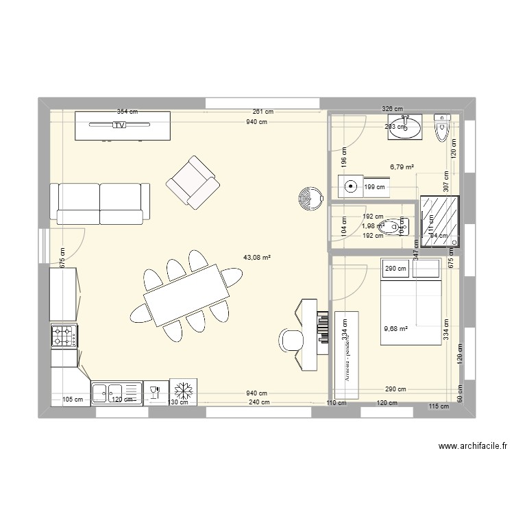 plan bas 6. Plan de 4 pièces et 82 m2