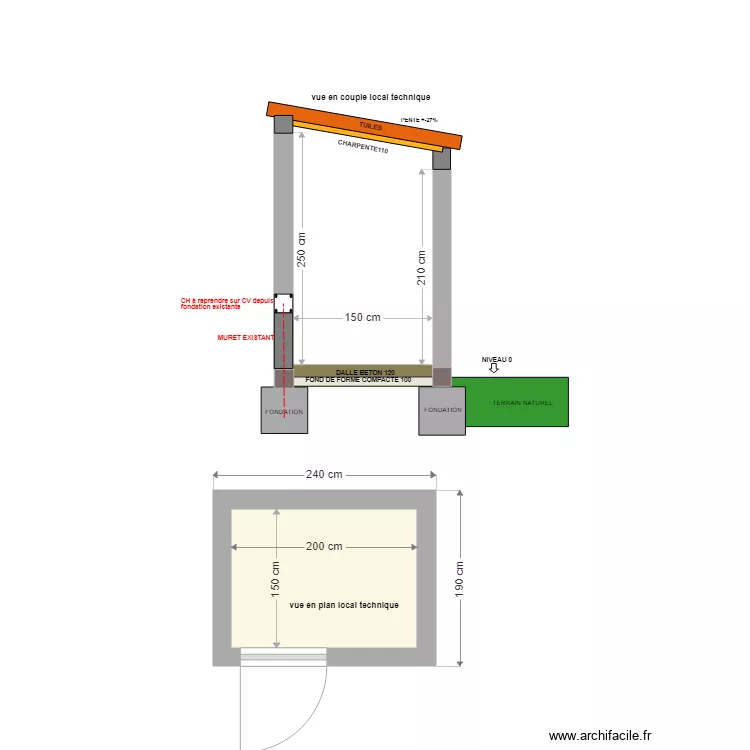 OLIVE (local piscine). Plan de 
