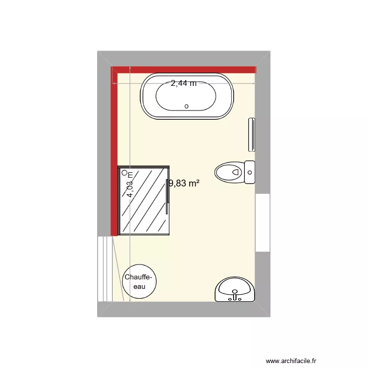 salle de bain3. Plan de 1  et 10 m²