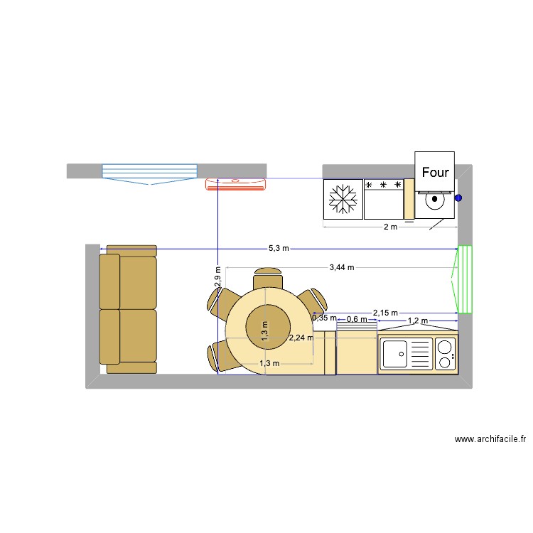 Cuisine Yinghui. Plan de 0 pièce et 0 m2