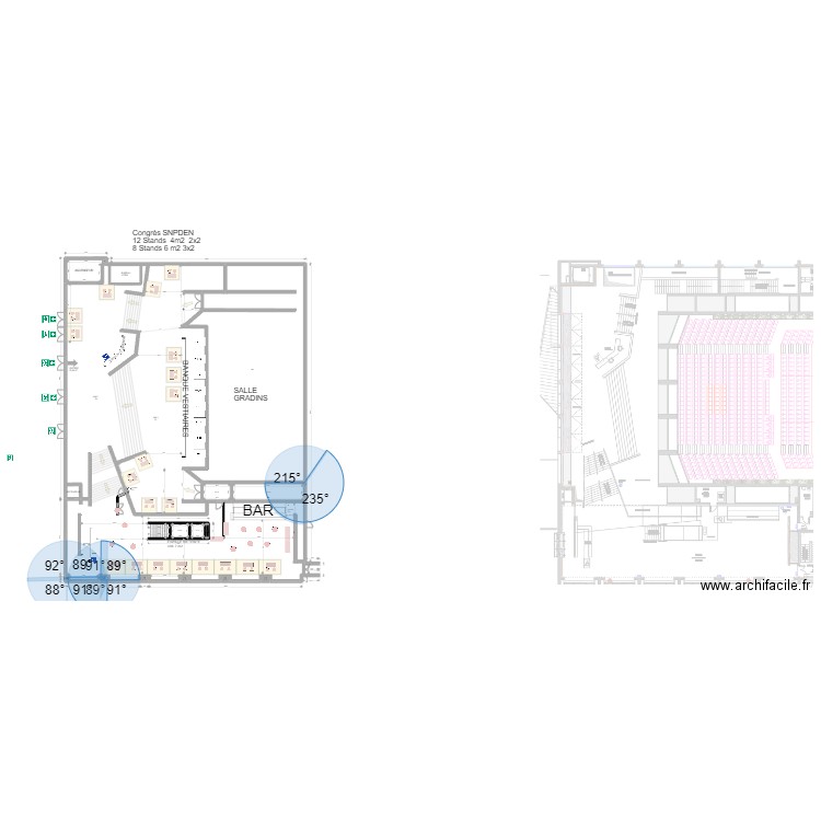 Auditorium hall et espace détente Congrès SNPDEN 12St et 8St. Plan de 12 pièces et 58 m2
