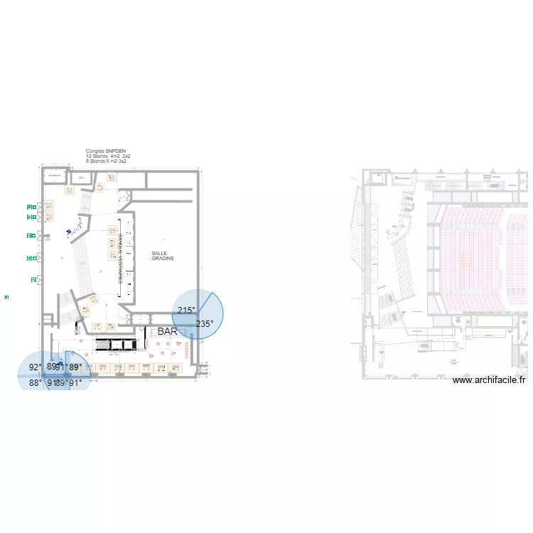 Auditorium hall et espace d&eacute;tente Congr&egrave;s SNPDEN 12St et 8St. Plan de 