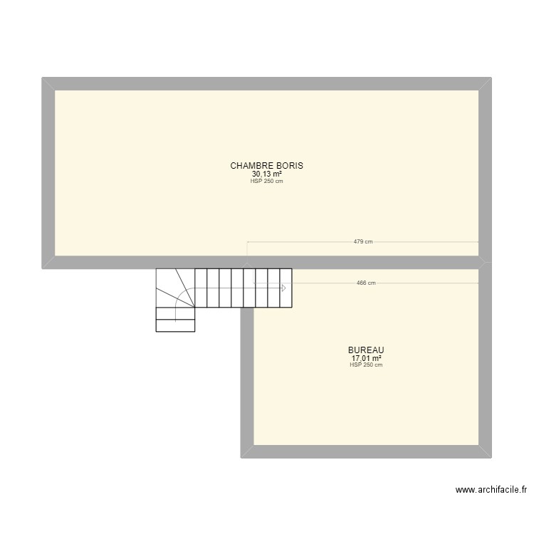 projet Boris. Plan de 2 pièces et 47 m2