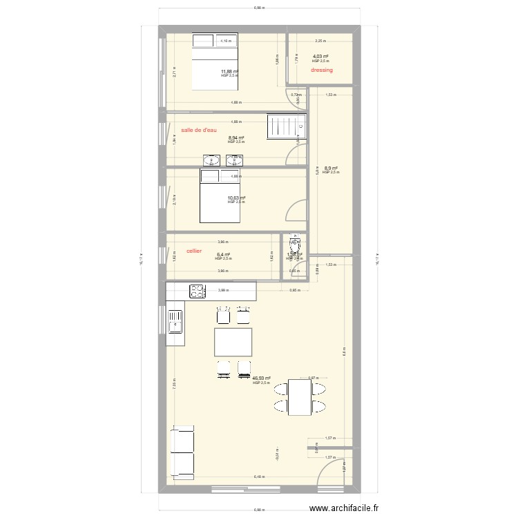 Bureaux projet V3. Plan de 8 pièces et 99 m2