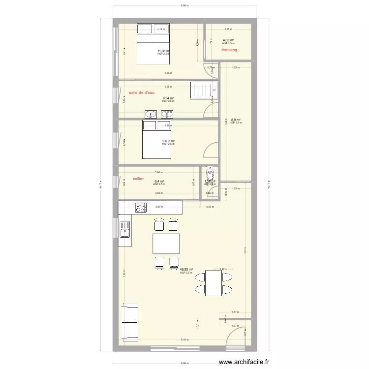 Bureaux projet V3. Plan de 8  et 99 m²