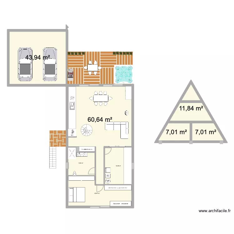 maison A. Plan de 14 pièces et 226 m²