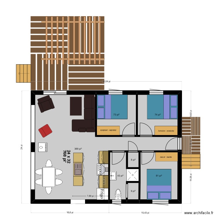 chalet 12. Plan de 7 pièces et 61 m2