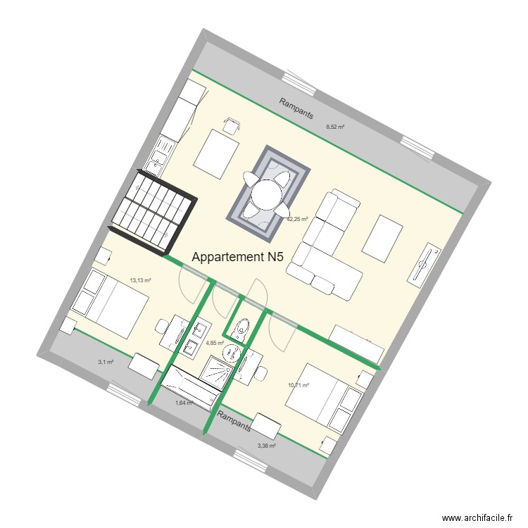 octave tierce PLAN DE MASSE des bâtiments 2 eme étage  APRES DIVISION. Plan de 8 pièces et 88 m2