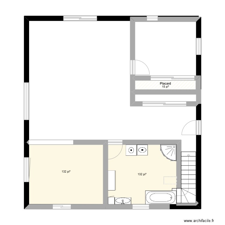 sans lever chalet. Plan de 3 pièces et 26 m2