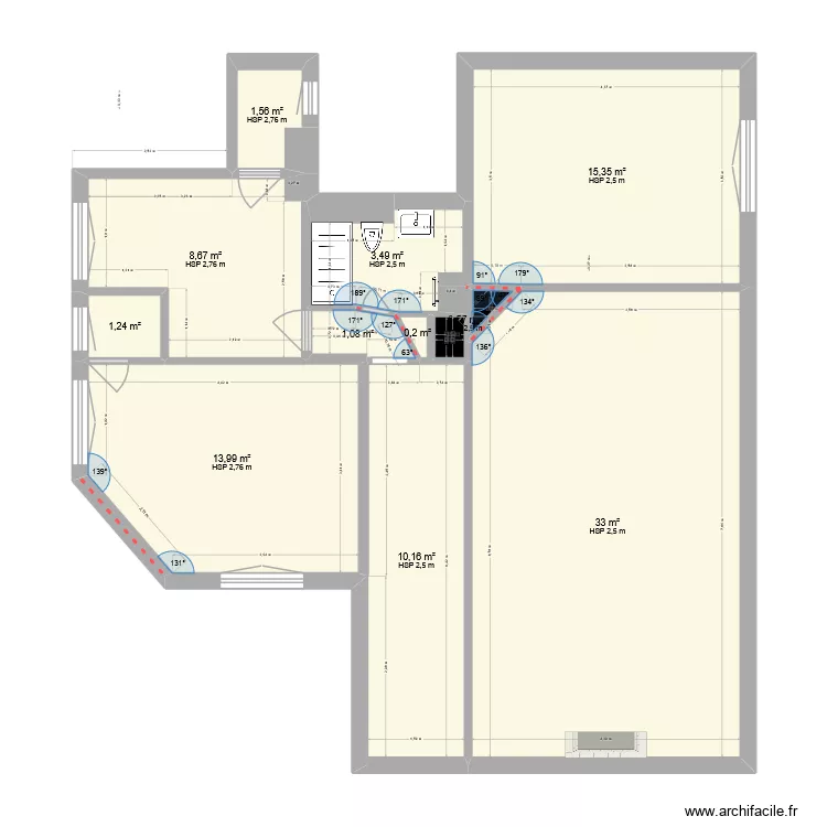 plan actuel 13 fev 2026 V5. Plan de 11  et 89 m²