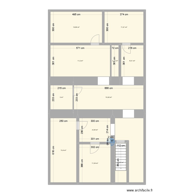 sous sol. Plan de 11 pièces et 110 m2