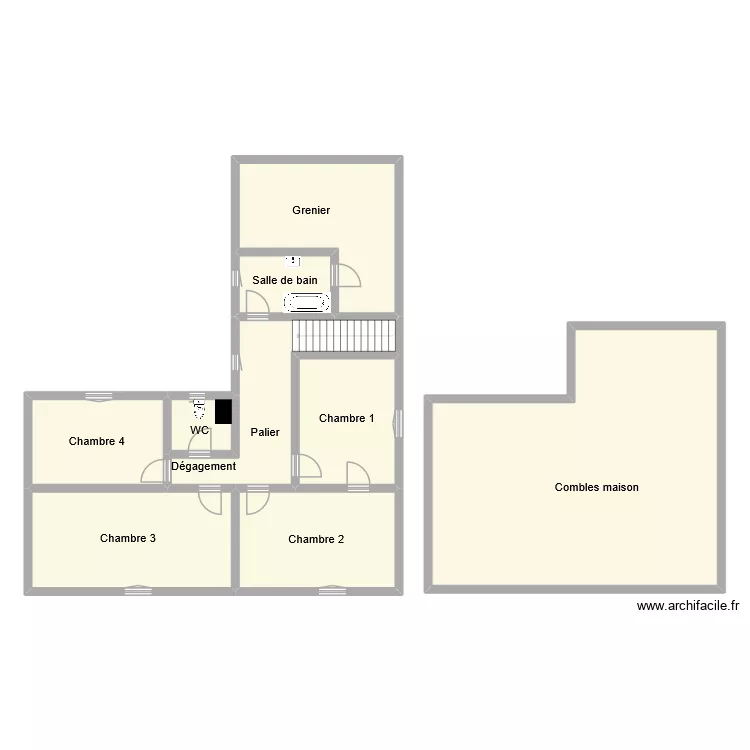 couluea etage. Plan de 9  et 200 m²