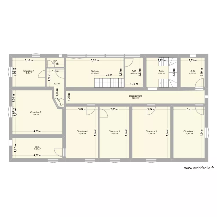 TEMPE. Plan de 14  et 157 m²