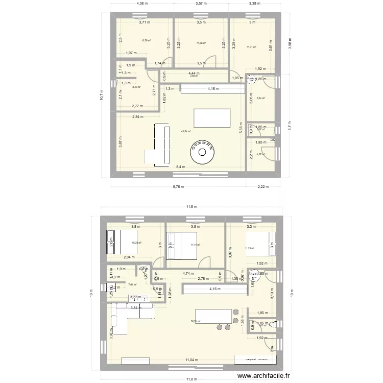 Plan maison 105m2. Plan de 15  et 199 m²