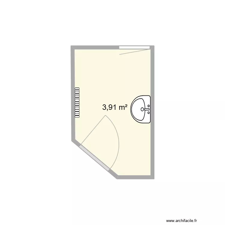 sdb loc. Plan de 1 Pièce et 4 m²