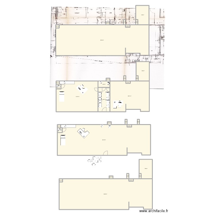 Cabinet Gruffy écoulements. Plan de 32 pièces et 403 m2