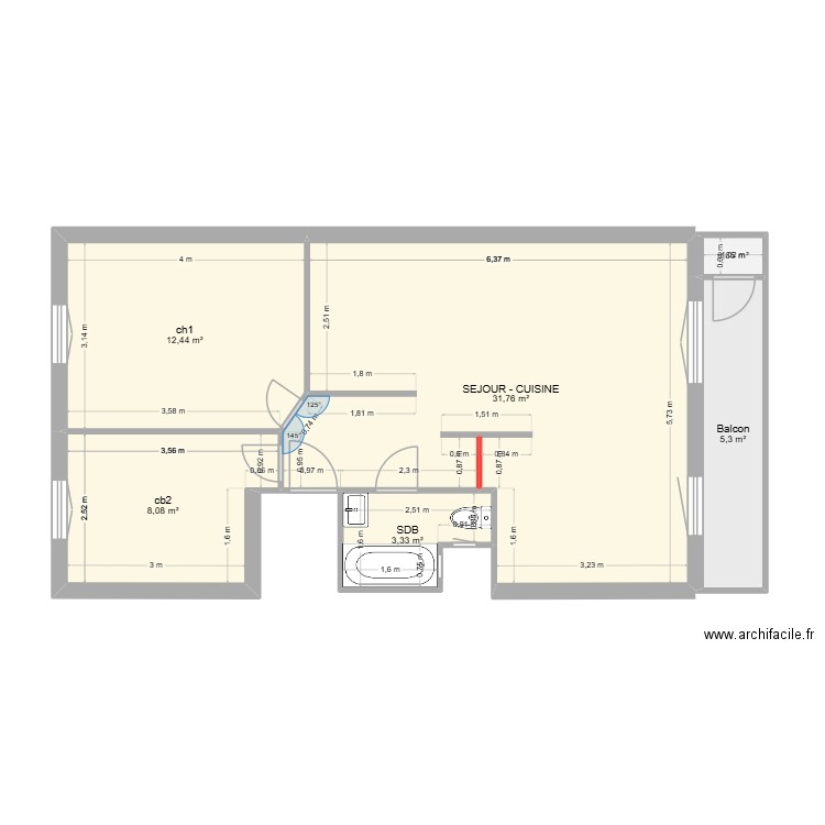 PLAN FONDERE COTE MAJ 19 09 25. Plan de 6 pièces et 62 m2