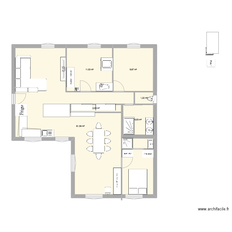Maison famille RENOV. Plan de 6 pièces et 91 m2