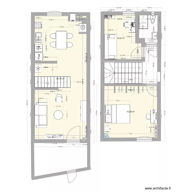 chateaurenard eve. Plan de 4  et 59 m²