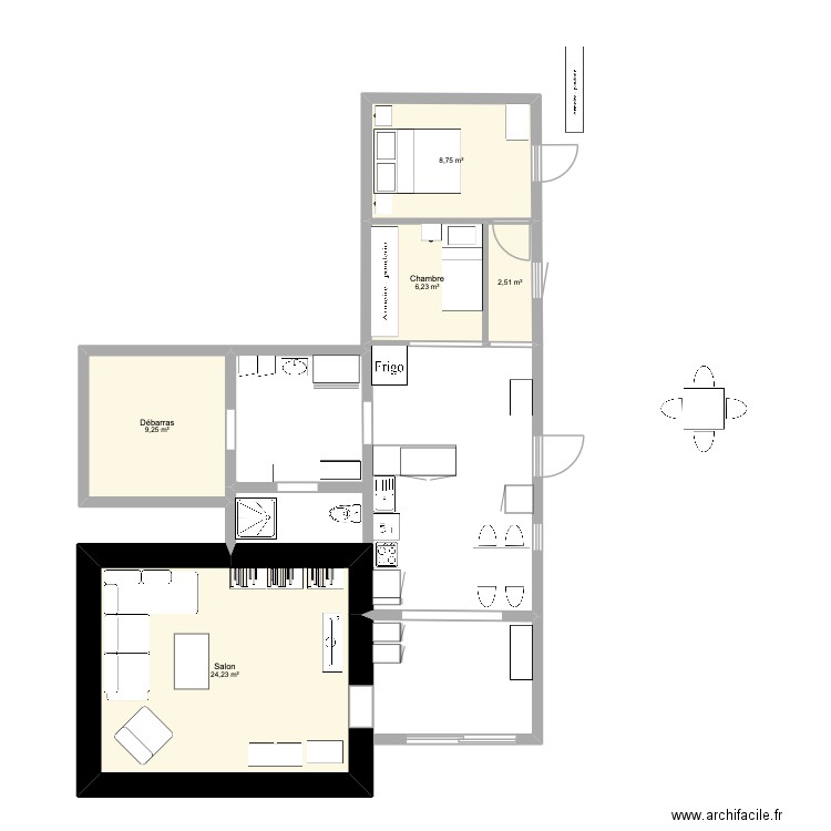 LILI2. Plan de 5 pièces et 51 m2