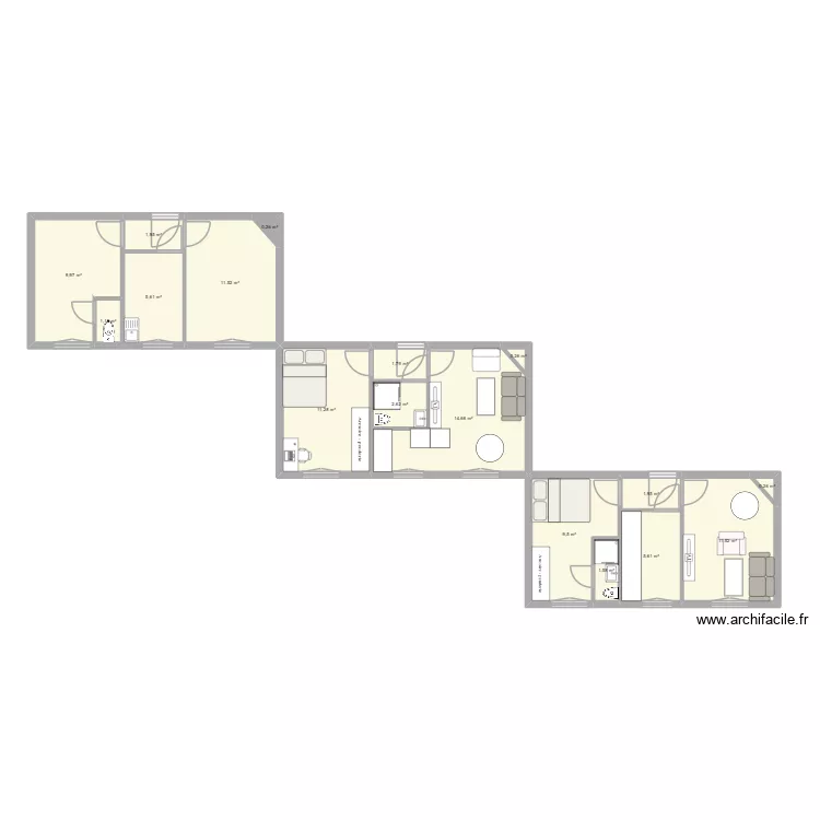 Passage du bureau. Plan de 17 Pièces et 92 m²