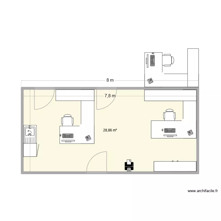 BORNE. Plan de 1 Pièce et 29 m²