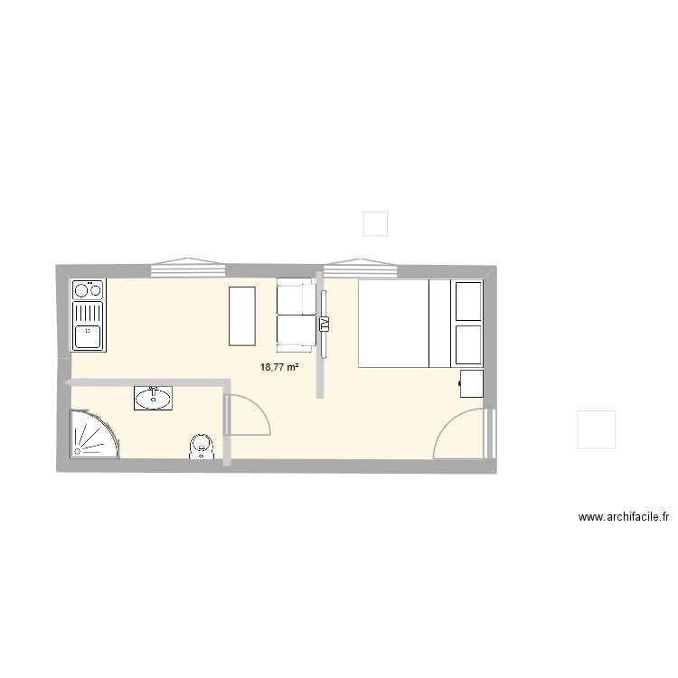 sous sol 2. Plan de 1 pièce et 19 m2