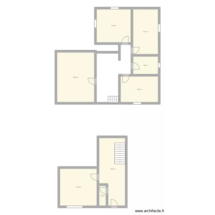 Etage 1 (logement 2 ). Plan de 8  et 132 m²
