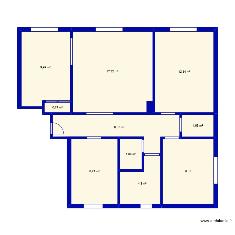 appart rdc. Plan de 10 pièces et 74 m2