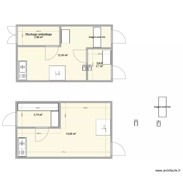 CEO Dorian. Plan de 5  et 36 m²