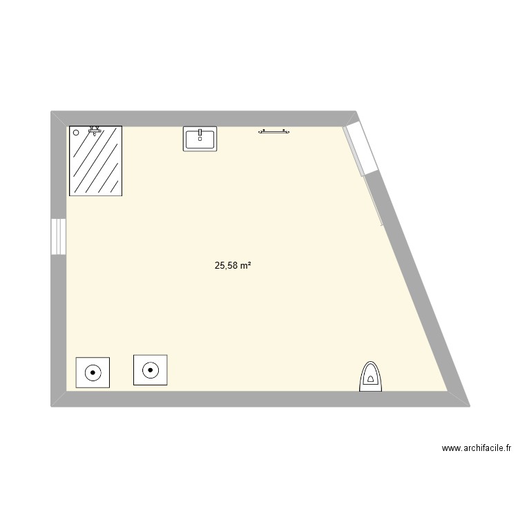 SDB 1. Plan de 1 pièce et 26 m2