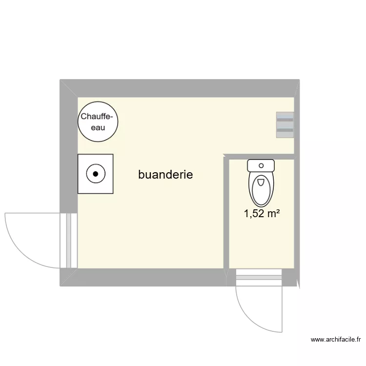 buanderie. Plan de 2  et 8 m²