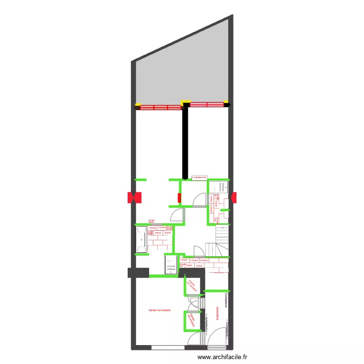 BAUCQ 77 Rez de Jardin SOLS Carrelages. Plan de 10  et 97 m²
