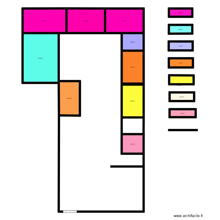 plan institut univers beauté . Plan de 16 pièces et 114 m2