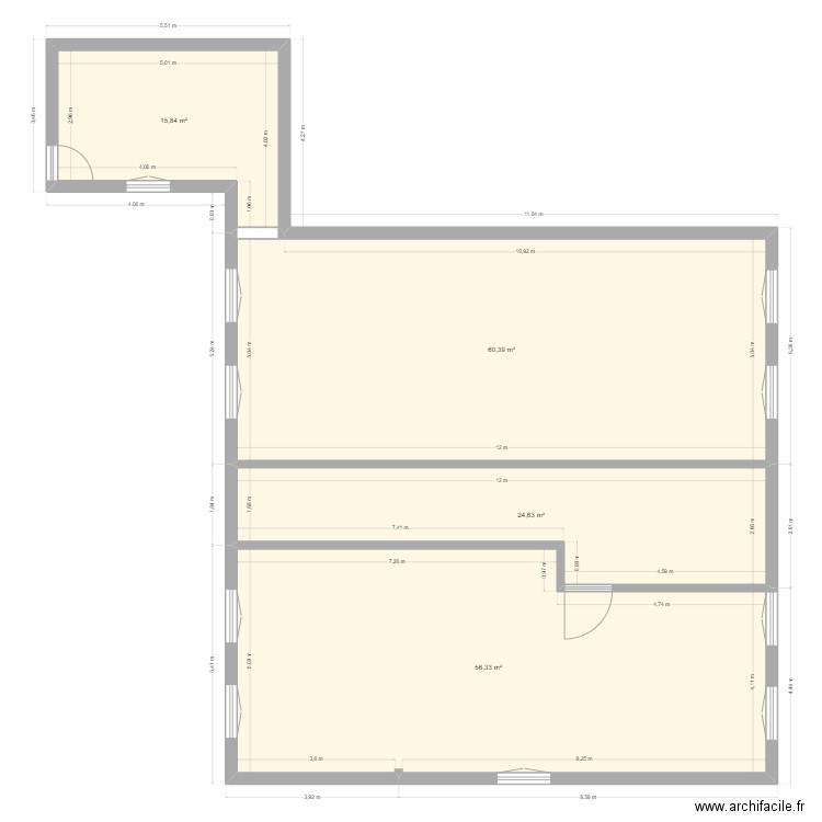 CHESNOIS RDC BASE -1. Plan de 4 pièces et 157 m2