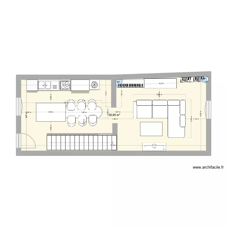 maison joeuf rdc. Plan de 1  et 39 m²