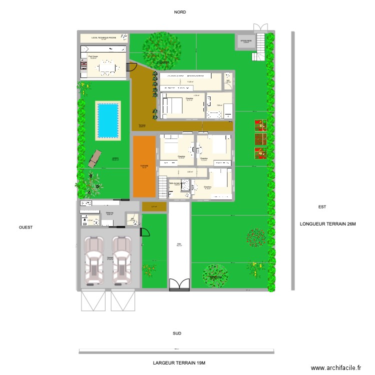 VILLA avec ETAGE chambres KIDS . Plan de 22 pièces et 801 m2