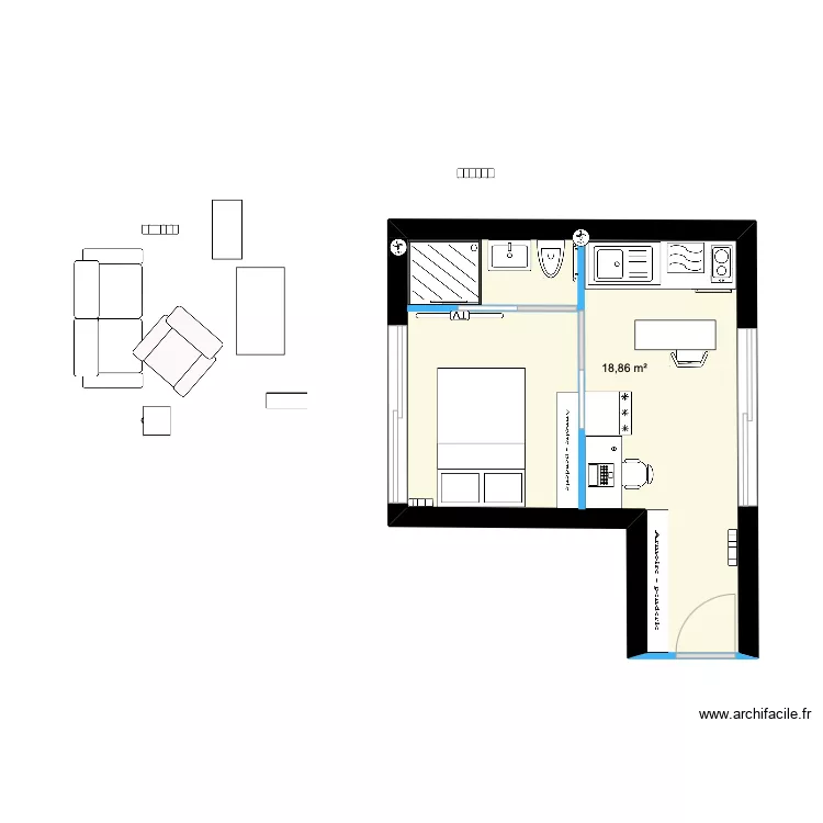 R+1 LOGEMENT 3 18M2. Plan de 